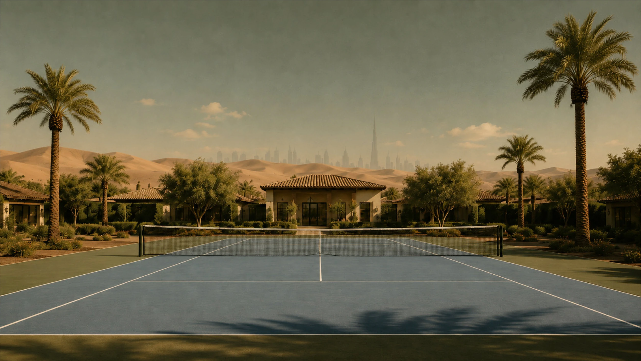 Desert Palm Racquet Club courts and estate surroundings