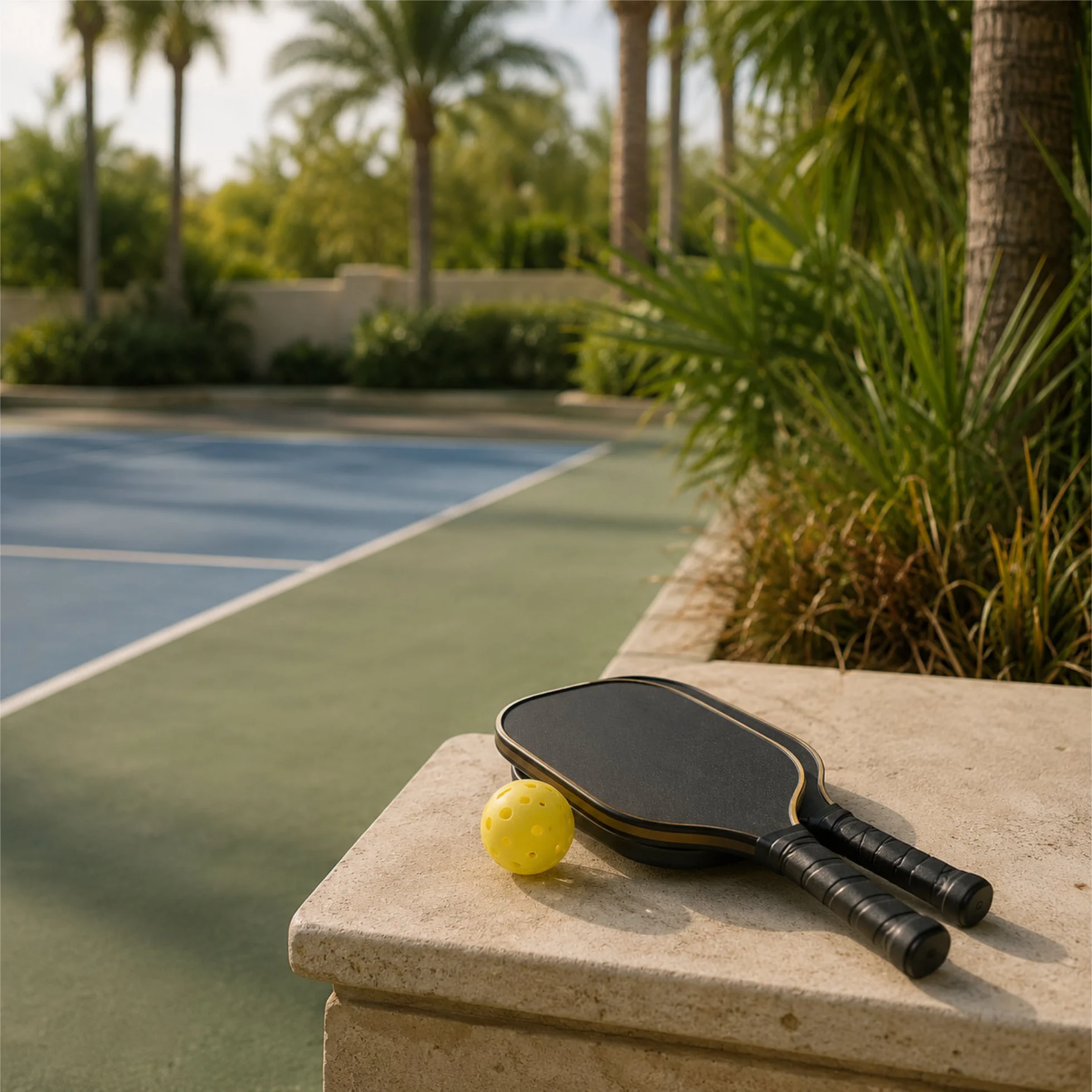 Pickleball paddle detail at Desert Palm Racquet Club