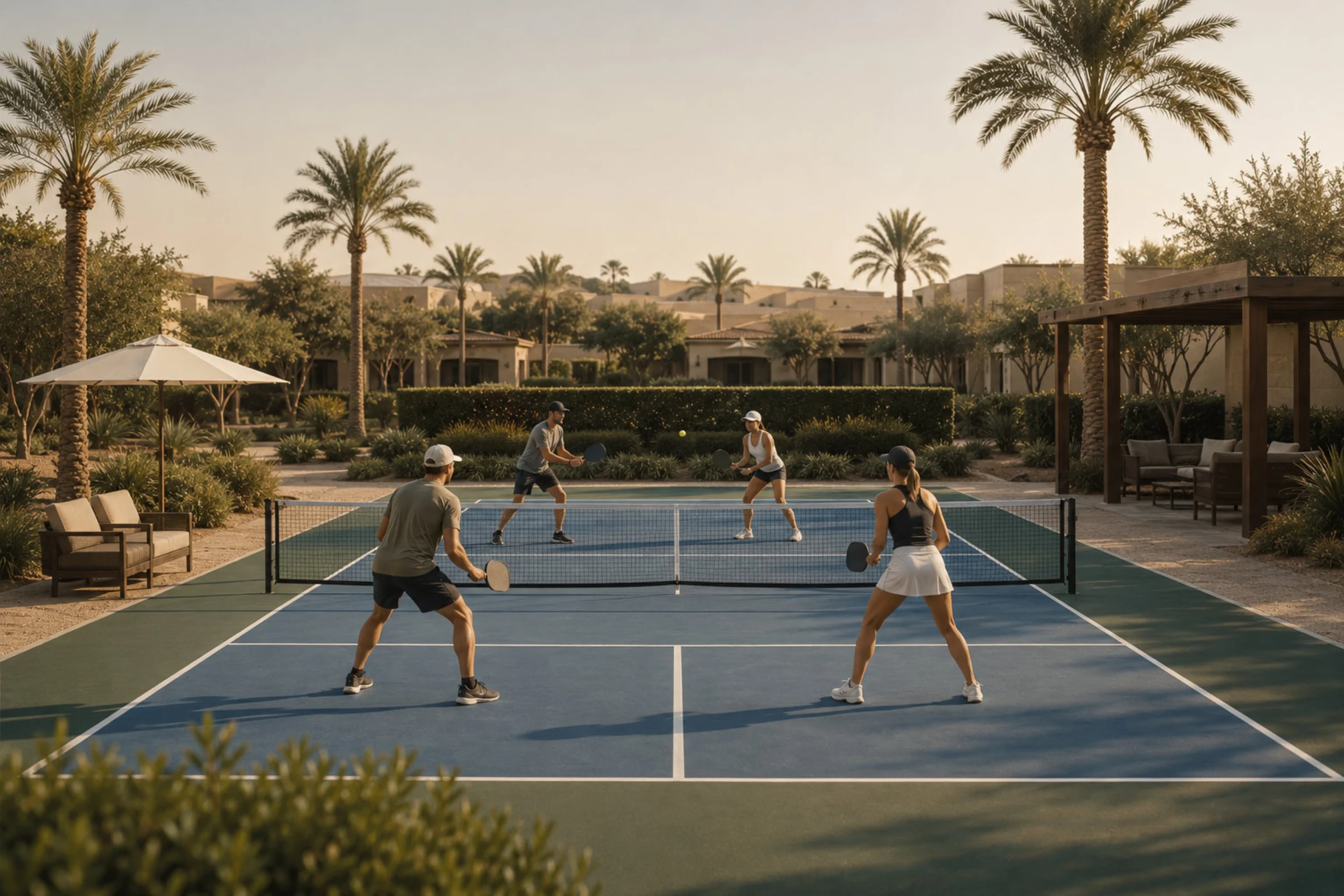 Pickleball doubles play at Desert Palm Racquet Club
